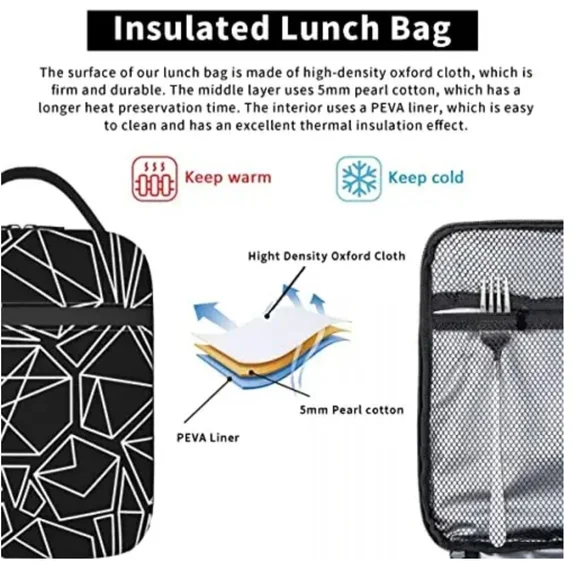 New Black Reusable Insulated Lunch Bag - Picture 4 of 5